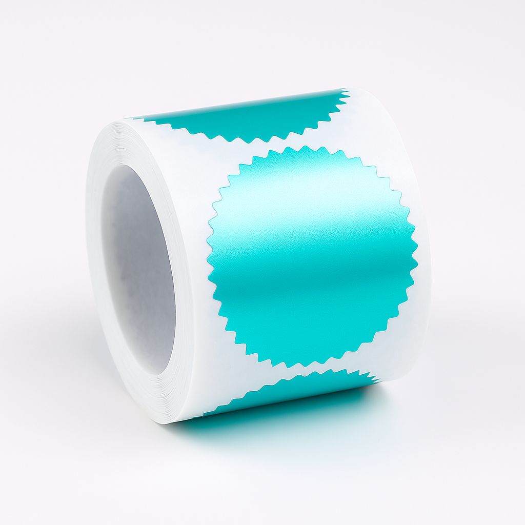 ملصقات ختم بارز – لون تركواز لامع فاخر Embossing Seal Stickers –Turquoise Foil