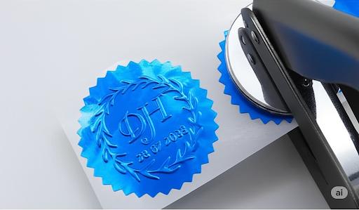 ملصقات ختم بارز – لون أزرق معدني فاخر Embossing Seal Stickers – Blue Foil
