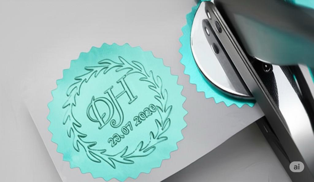 ملصقات ختم بارز – لون تركواز لامع فاخر Embossing Seal Stickers –Turquoise Foil