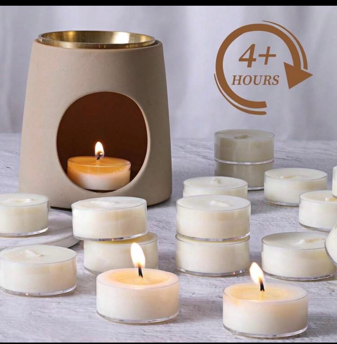 10 قطع شموع تي لايت بيضاء دائرية – | 10 White Round Tea Light Candles