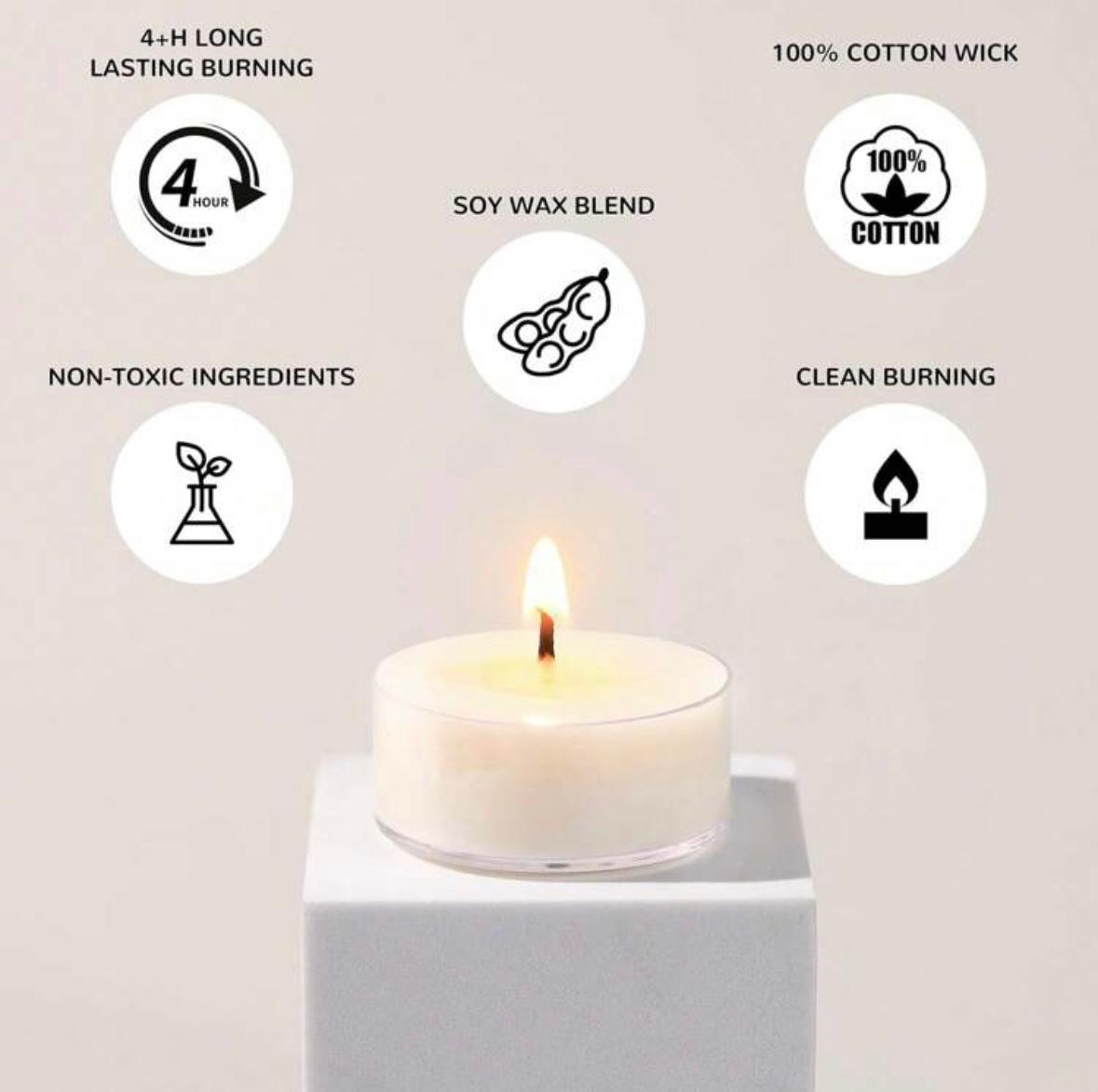 10 قطع شموع تي لايت بيضاء دائرية – | 10 White Round Tea Light Candles