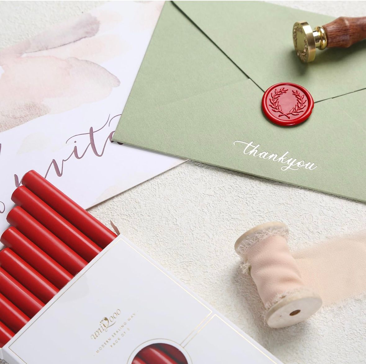 أحمر فاتح | عيدان شمع الختم 5 عيدان)BRIGHT RED | SEALING WAX STICKS (5 STICKS)