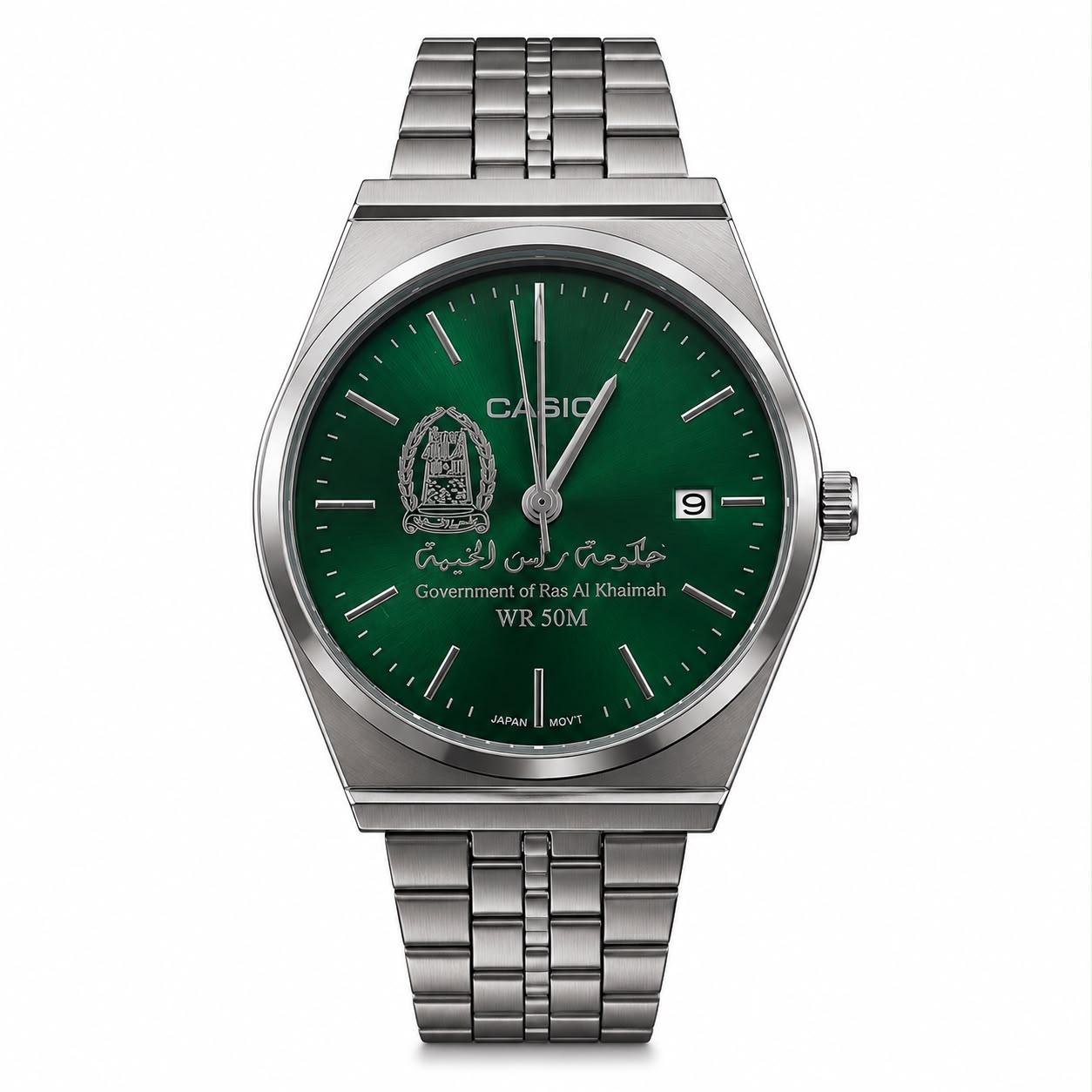 كاسيو سلفر – مينا أخضر | إصدار رأس الخيمة Casio Silver – Green Dial | Ras Al Khaimah Edition