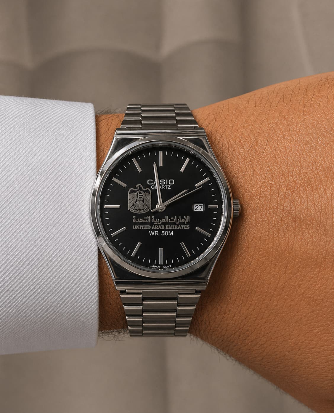 كاسيو سلفر – مينا أسود | إصدار الإمارات
Casio Silver – Black Dial | UAE Edition