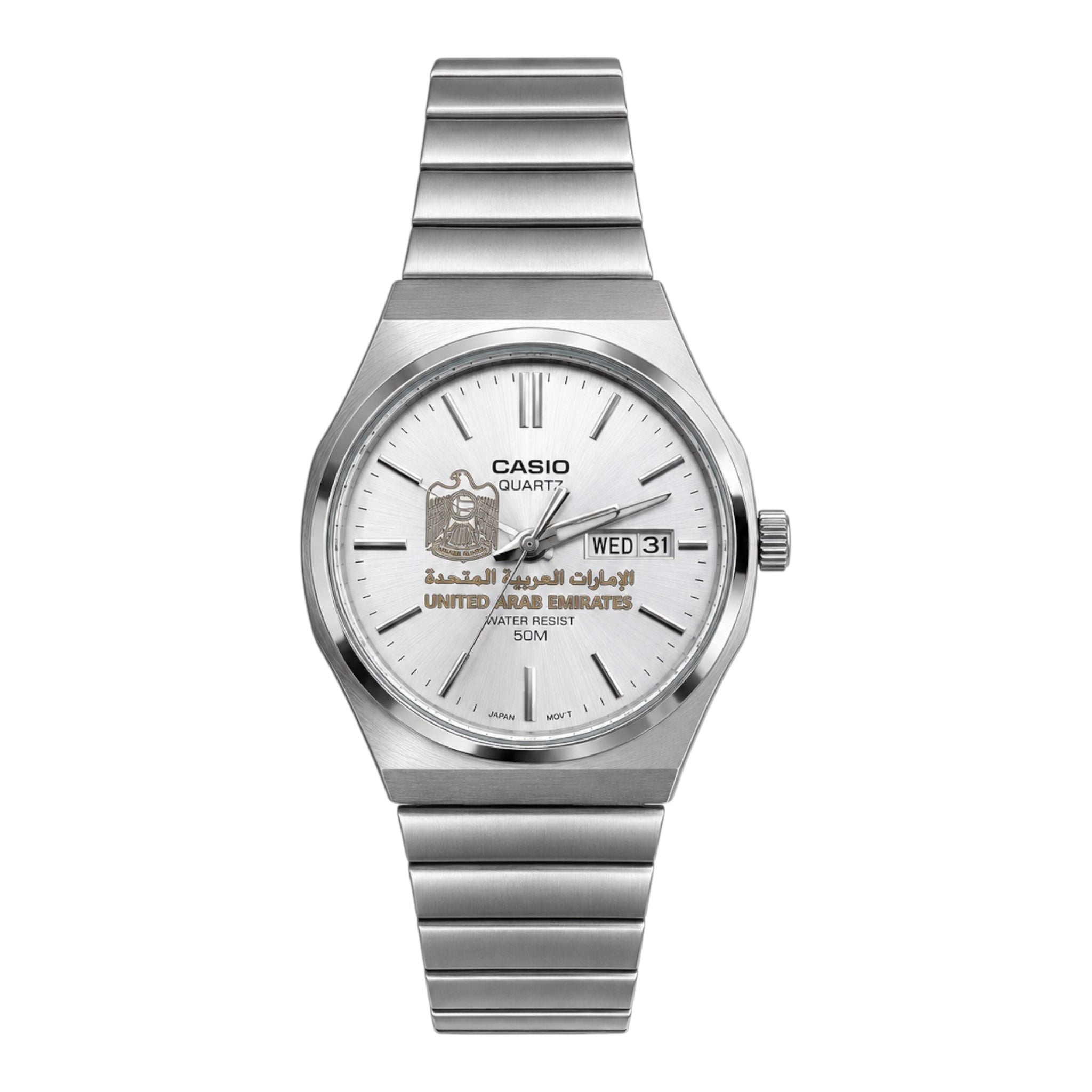 كاسيو بيرل – تصميم الإمارات | فضي كلاسيك
Casio Pearl – UAE Design | Classic Silver Dial