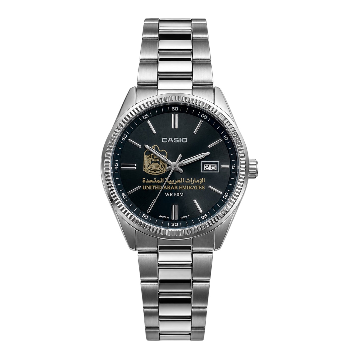 كاسيو رجالي سلفر – فحمي صن برسْت | UAE Casio Man  Silver – Charcoal Sunburst | UAE
