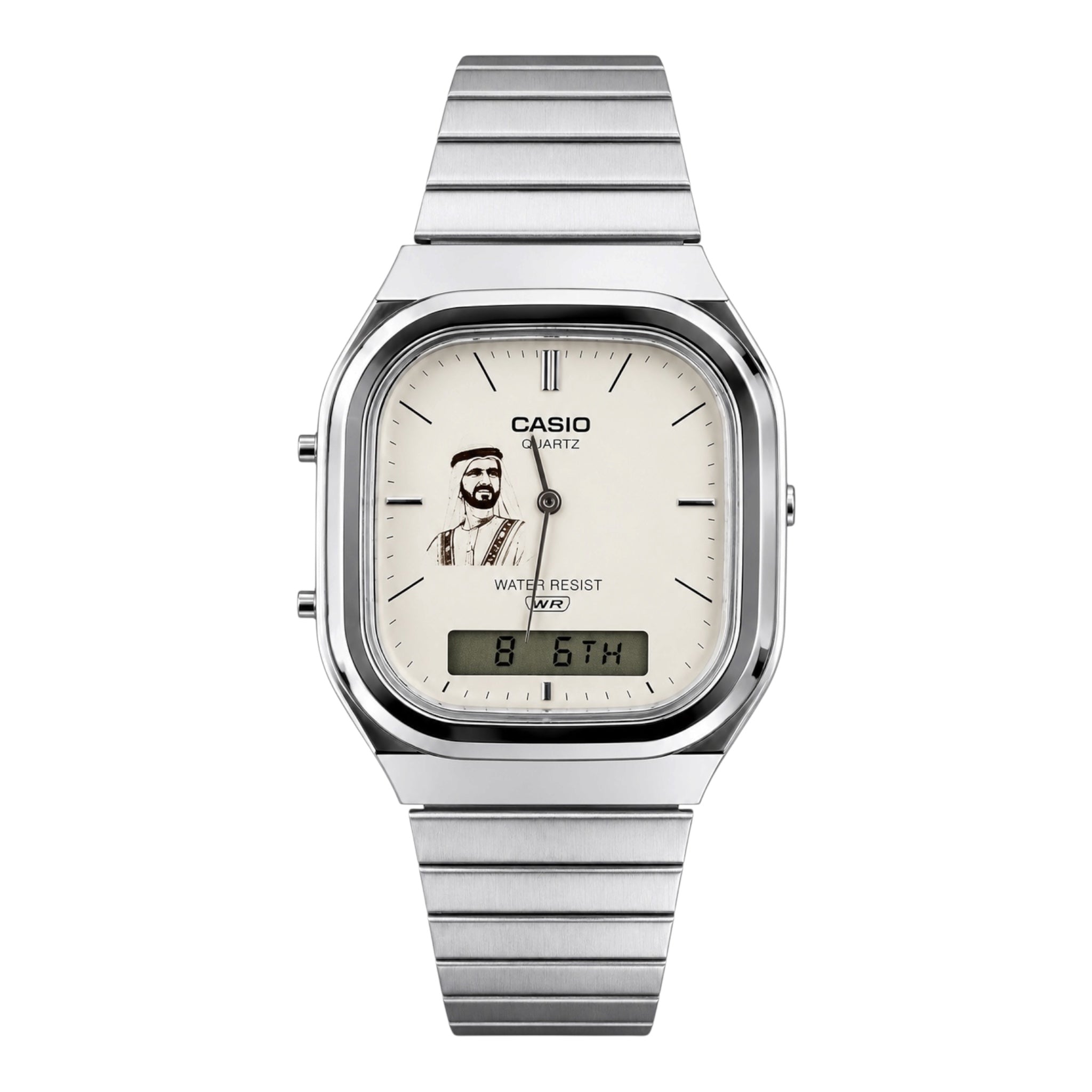 كاسيو فينتج سلفر– مينا أبيض| تصميم الشيخ محمد بن راشد
Casio Vintage silver– ￼ white Dial | Sheikh Mohammed bin Rashid Design