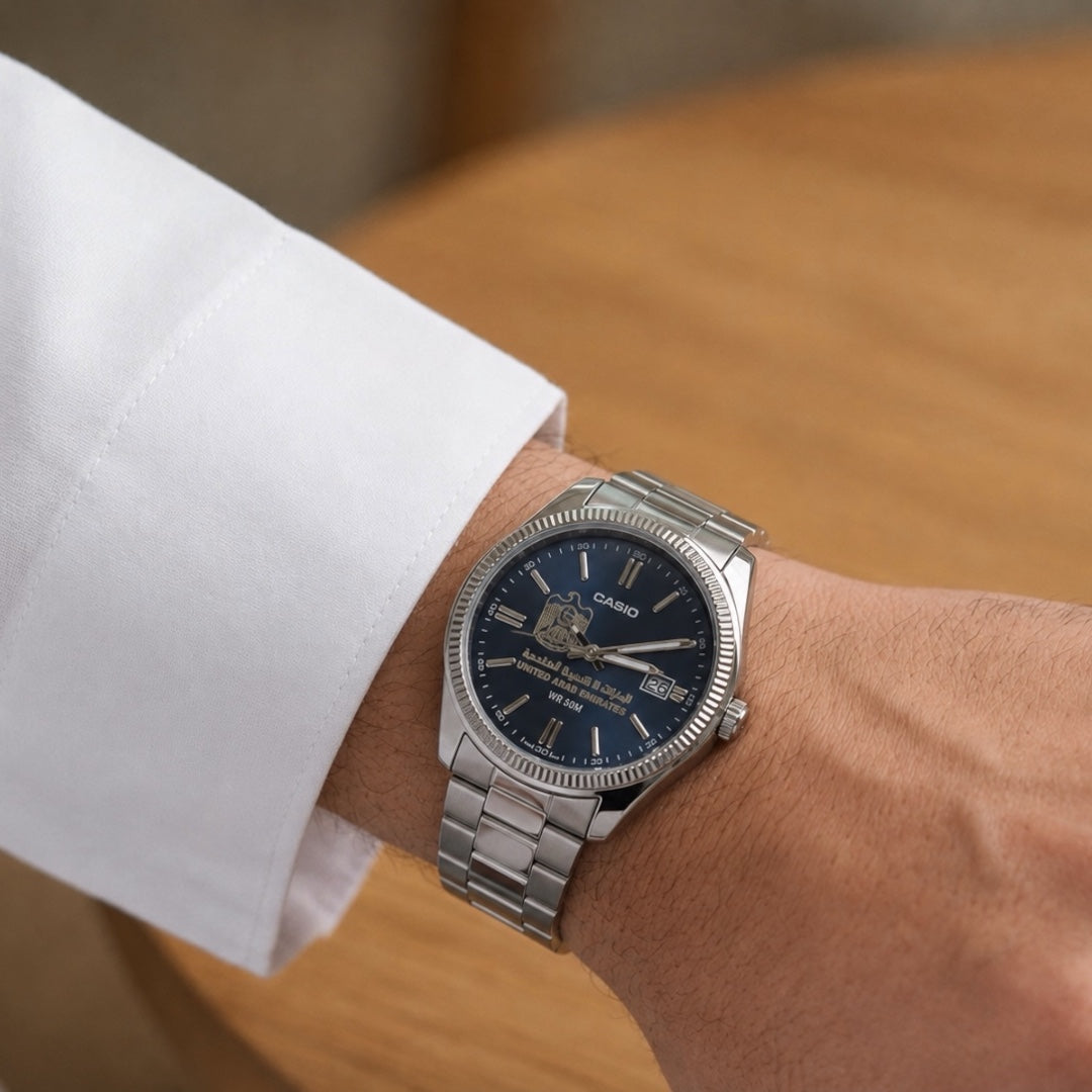 كاسيو رجالي سلفر – فحمي صن برسْت | UAE Casio Man  Silver – Charcoal Sunburst | UAE