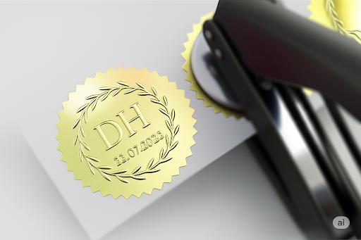 ملصقات ختم بارز – لون ذهبي فاخر Embossing Seal Stickers – Gold Foil