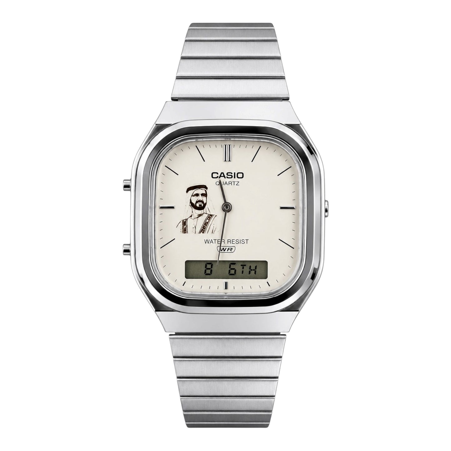 كاسيو فينتج سلفر– مينا أبيض| تصميم الشيخ محمد بن راشد
Casio Vintage silver–  white Dial | Sheikh Mohammed bin Rashid Design