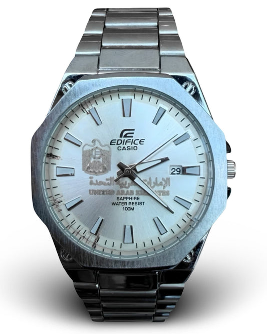 Casio Edifice Silver – White Dial | UAE Edition