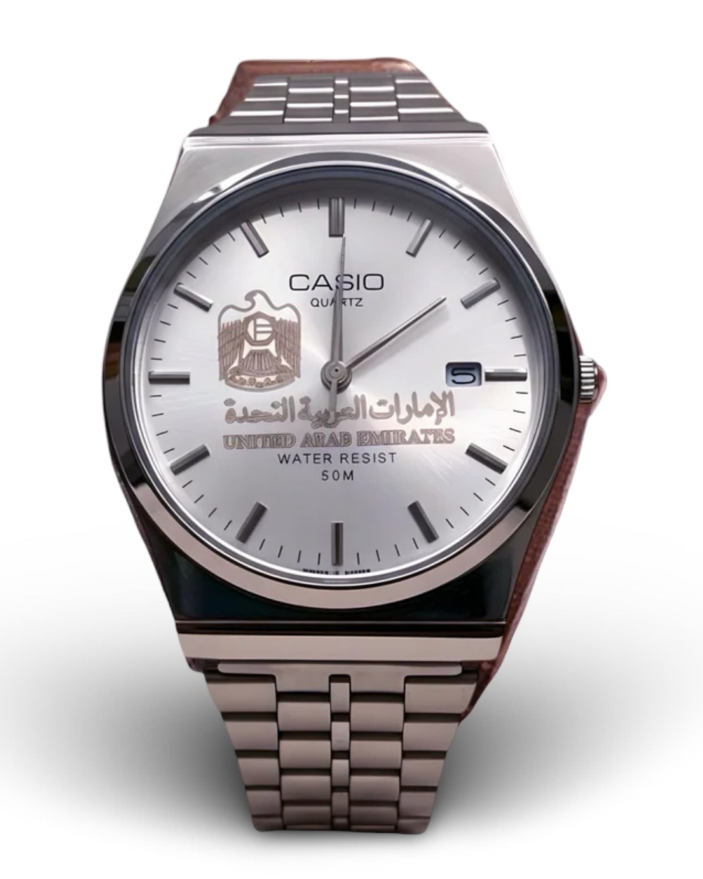 كاسيو سلفر – مينا أبيض | إصدار الإمارات Casio Silver – White Dial | UAE Edition