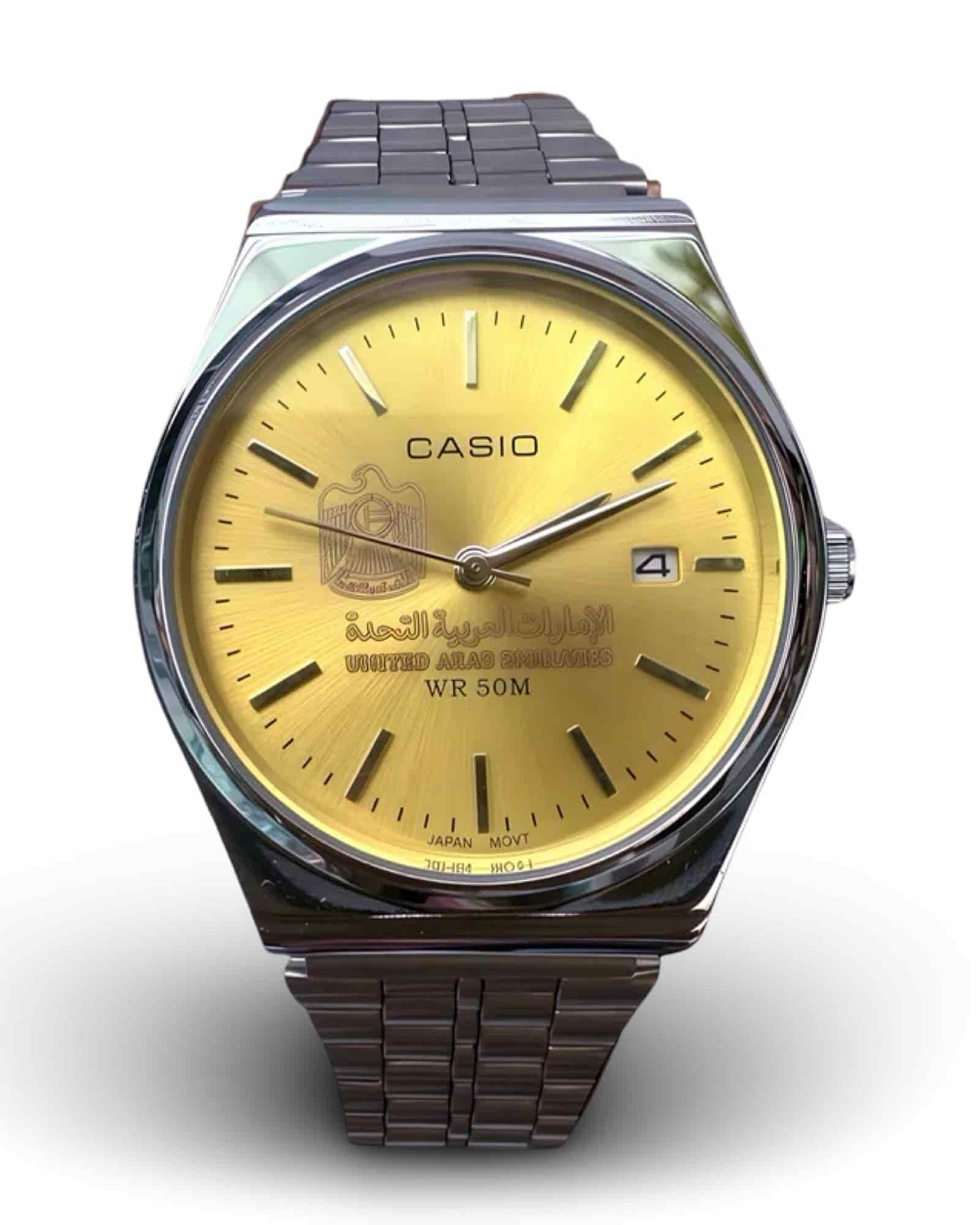 كاسيو سلفر – مينا أصفر | إصدار الإمارات Casio Silver – Yellow Dial | UAE Edition