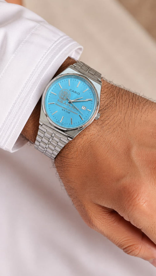 كاسيو سلفر – مينا سماوي | إصدار الشارقةCasio Silver – Light Blue Dial | Sharjah Edition