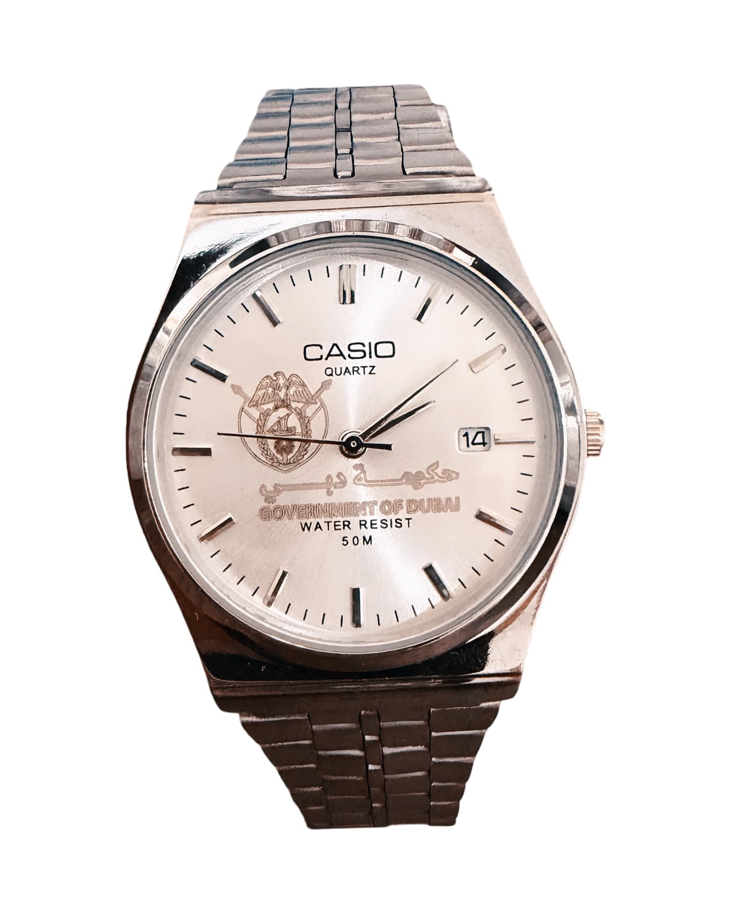 كاسيو سلفر – مينا أبيض | إصدار دبي
Casio Silver – White Dial | Dubai Edition