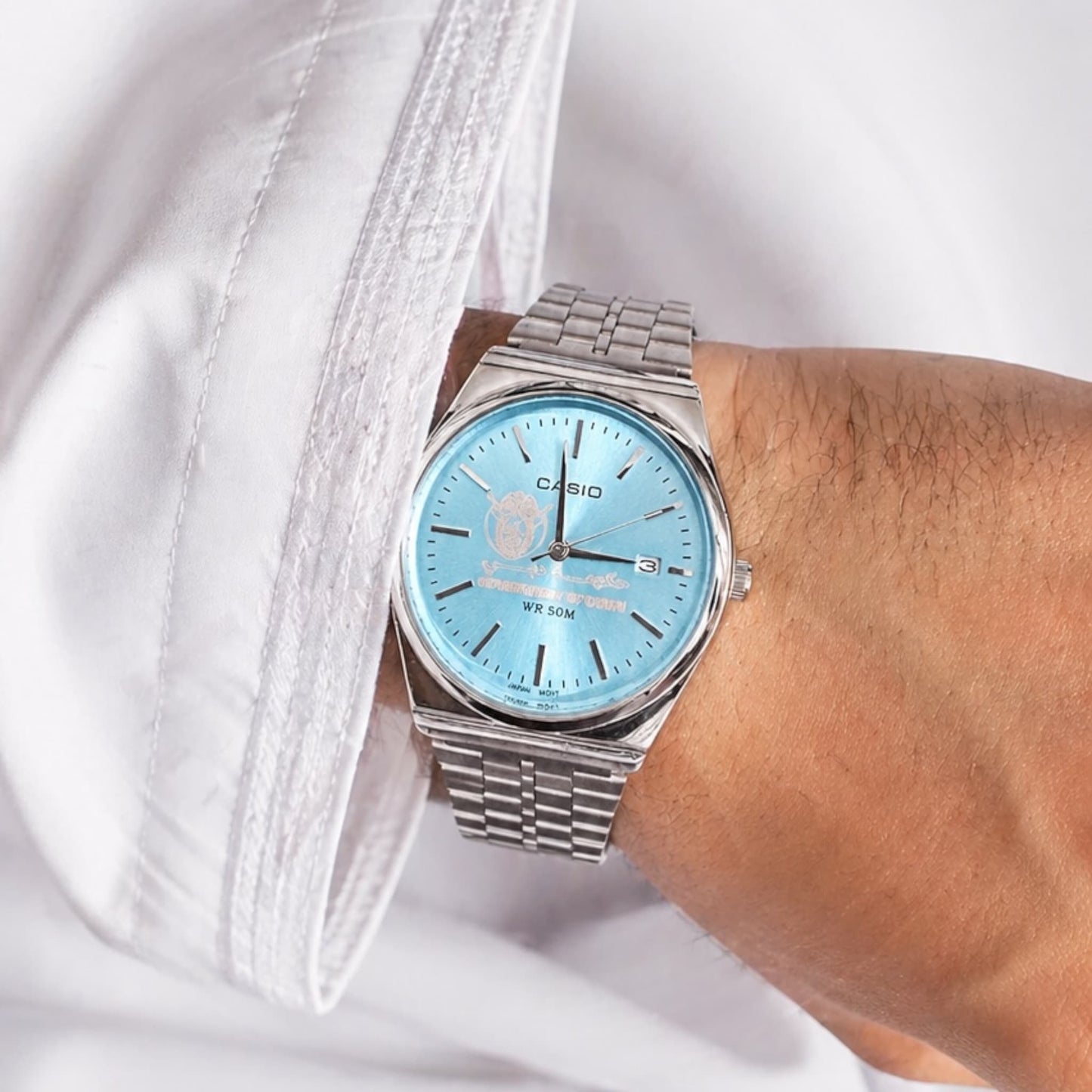 كاسيو سلفر – مينا سماوي | إصدار دبيCasio Silver – Light Blue Dial | Dubai Edition