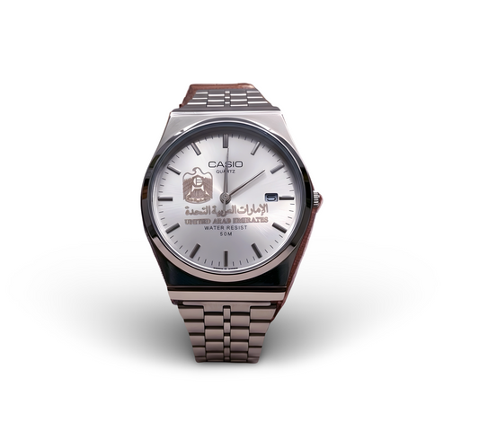 كاسيو سلفر – مينا أبيض | إصدار الإمارات Casio Silver – White Dial | UAE Edition