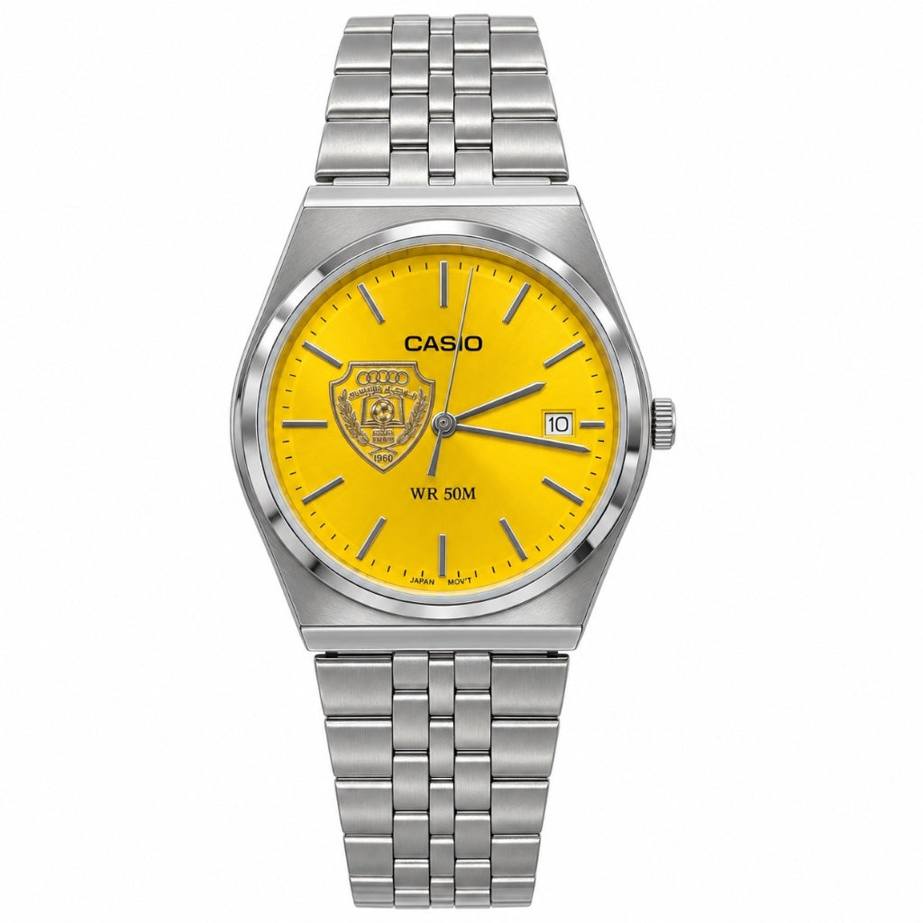 كاسيو سلفر – مينا أصفر نادي الوصل
Casio Silver – Yellow Dial | Al Wasl Club Edition