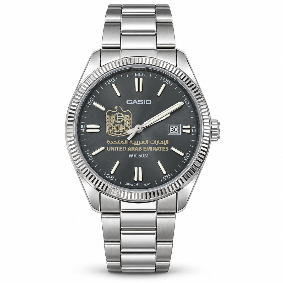 كاسيو رجالي سلفر – فحمي صن برسْت | UAE Casio Man  Silver – Charcoal Sunburst | UAE