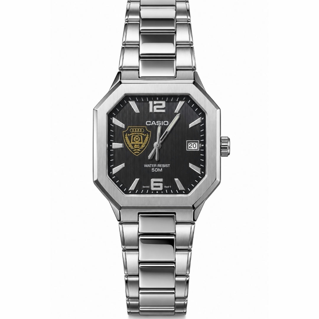 كاسيو أوكتاغون سلفر – مينا أسود | إصدار نادي الوصل
Casio Octagon Silver – Black Dial | Al Wasl FC Edition