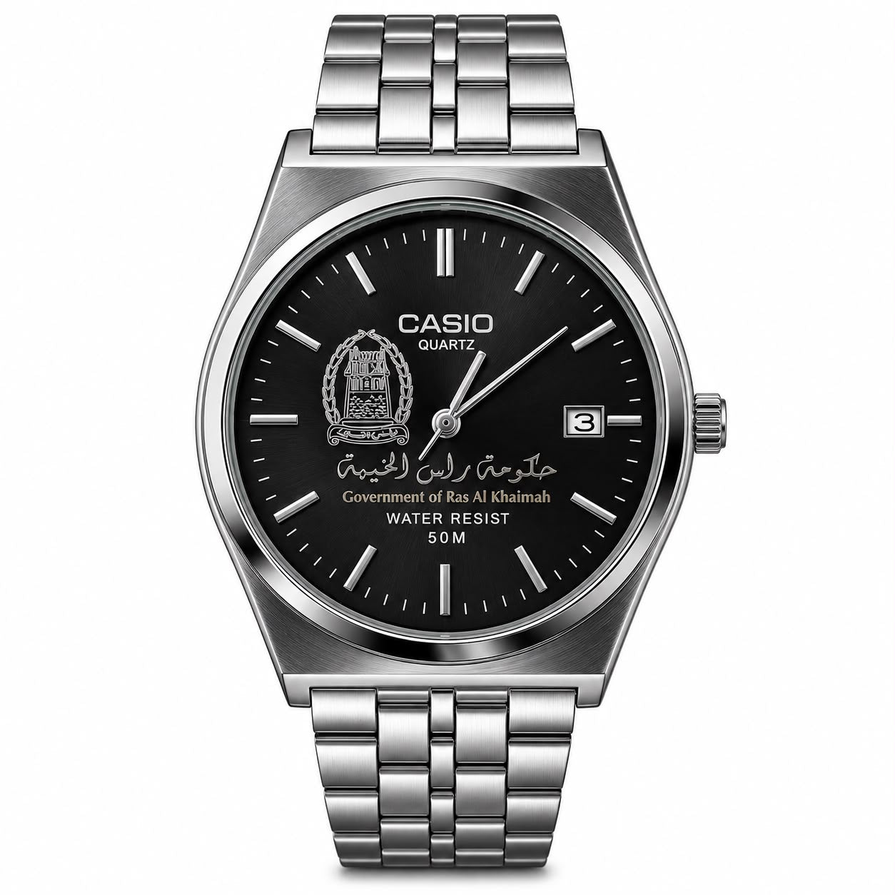 كاسيو سلفر – مينا أسود | إصدار رأس الخيمة Casio Silver – Black Dial | Ras Al Khaimah Edition