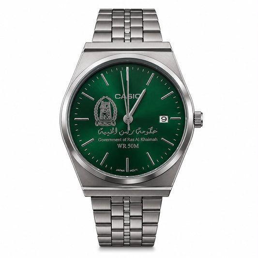 كاسيو سلفر – مينا أخضر | إصدار رأس الخيمة Casio Silver – Green Dial | Ras Al Khaimah Edition