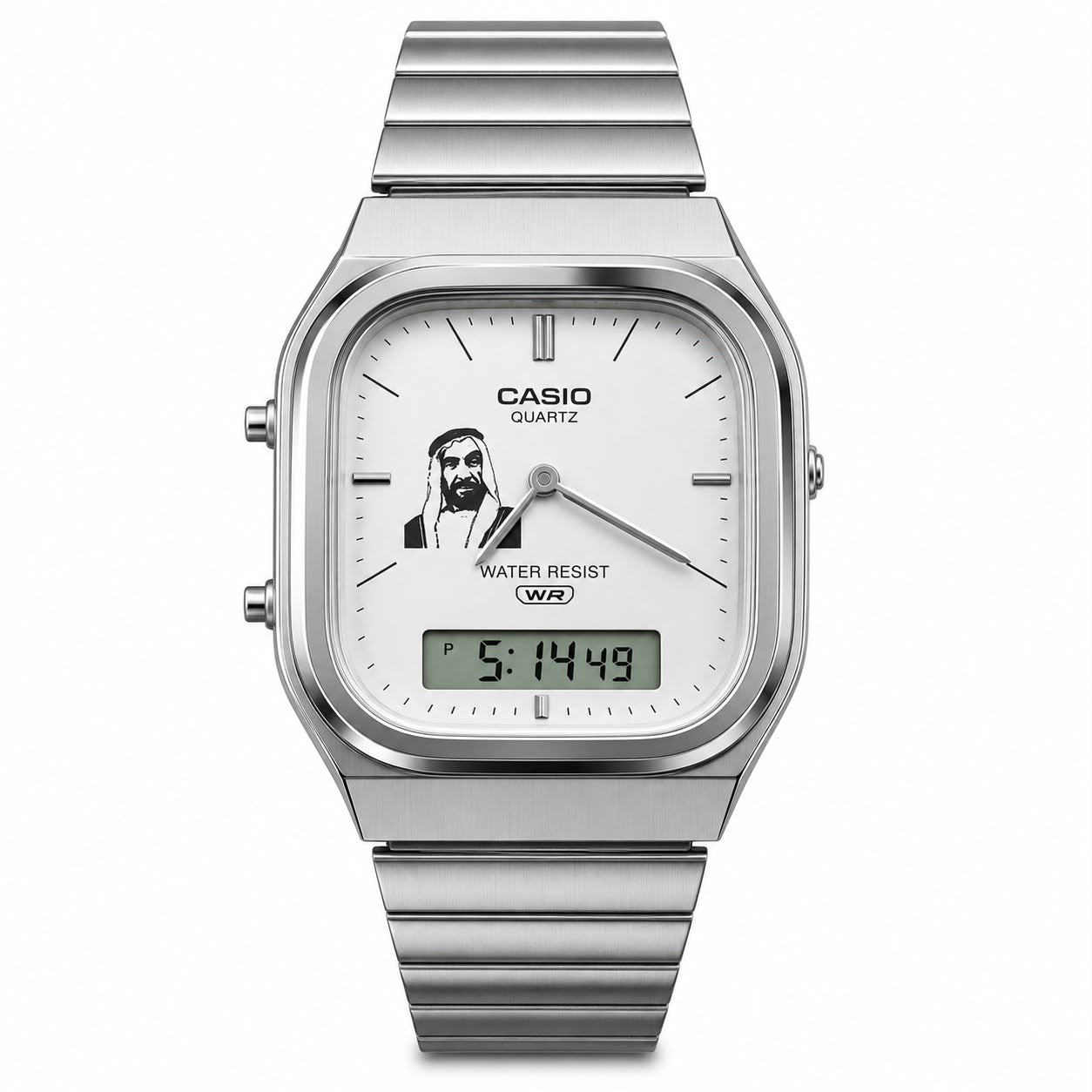 Casio Sheikh Zayed Square Silver – Private Collection | Ana-Digi كاسيو الشيخ زايد سكوير فضي – برايفت كوليكشن | أنالوغ ورقمي