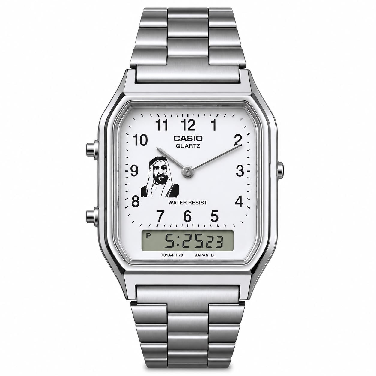 Casio Sheikh Zayed Retro Silver – Private Collection | Ana-Digi كاسيو الشيخ زايد ريترو فضي – برايفت كوليكشن | أنالوغ ورقمي