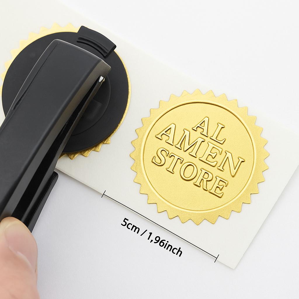 ملصقات ختم بارز – لون ذهبي فاخر Embossing Seal Stickers – Gold Foil