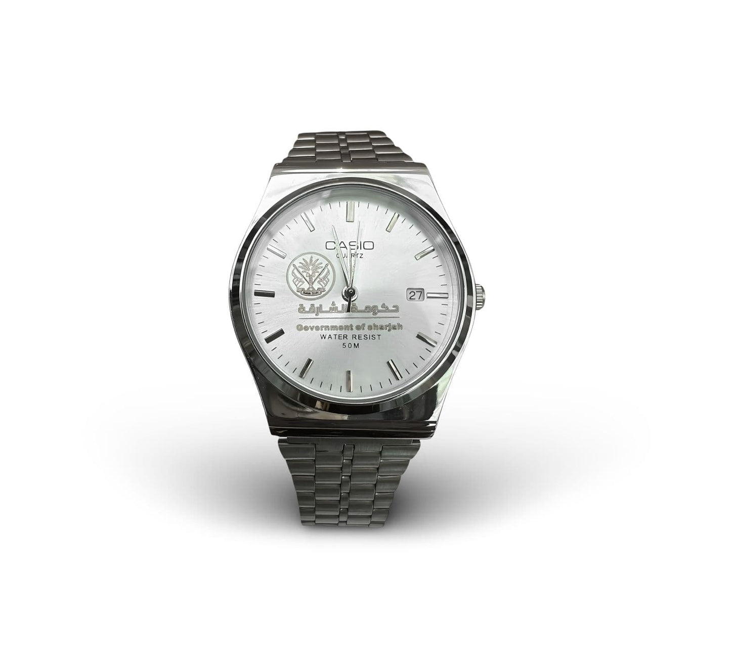 كاسيو سلفر – مينا أبيض | إصدار الشارقةCasio Silver – White Dial | Sharjah Edition