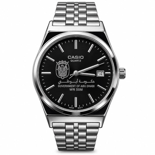 كاسيو سلفر – مينا أسود | إصدار أبوظبي
Casio Silver – Black Dial | Abu Dhabi Edition
