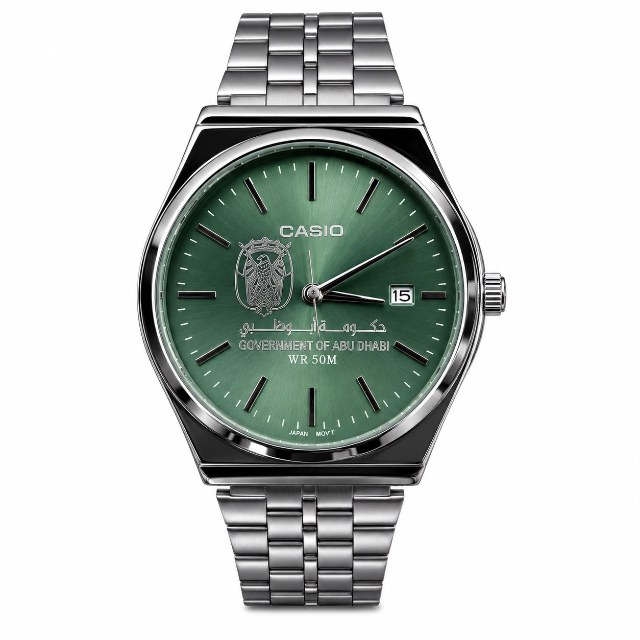 كاسيو سلفر – مينا اخضر  | إصدار أبوظبي
Casio Silver Green Dial | Abu Dhabi Edition