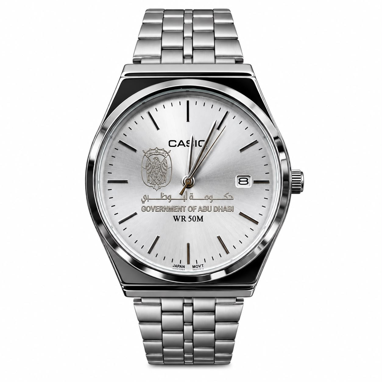 كاسيو سلفر – مينا أبيض | إصدار أبوظبي Casio Silver – White Dial | Abu Dhabi Edition