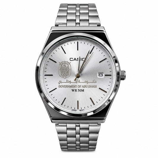 كاسيو سلفر – مينا أبيض | إصدار أبوظبي Casio Silver – White Dial | Abu Dhabi Edition