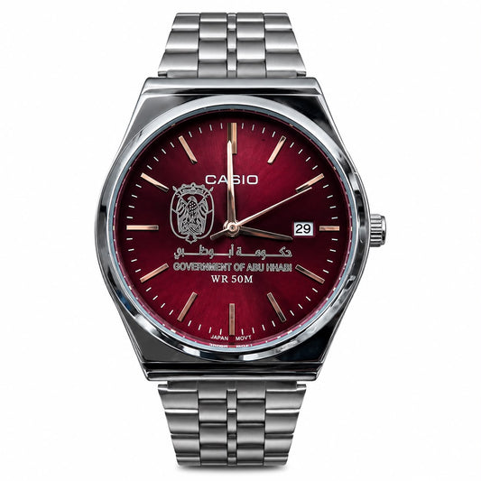 كاسيو سلفر – مينا عنابي | إصدار أبوظبي Casio Silver – Burgundy Dial | Abu Dhabi Edition