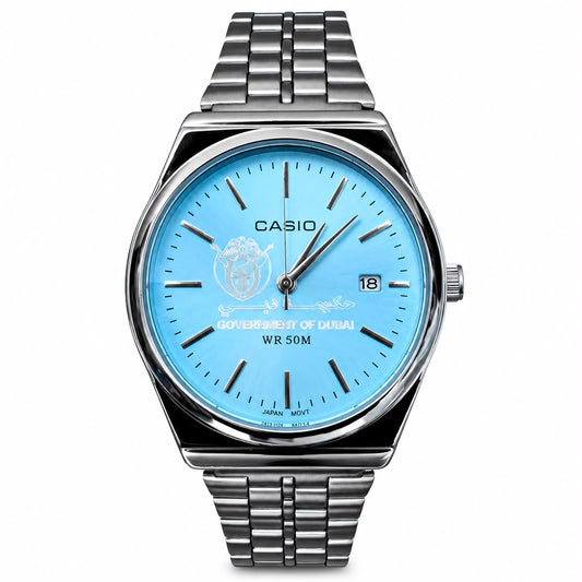 كاسيو سلفر – مينا سماوي | إصدار دبيCasio Silver – Light Blue Dial | Dubai Edition
