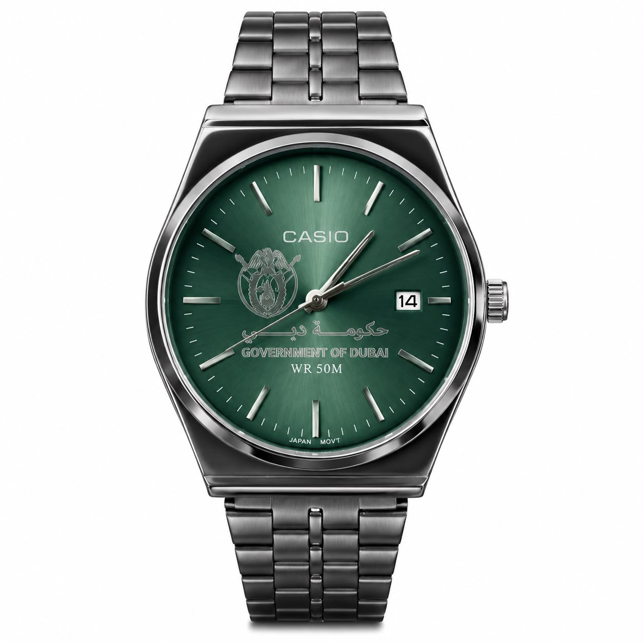 كاسيو سلفر – مينا أخضر | إصدار دبي
Casio Silver – Green Dial | Dubai Edition