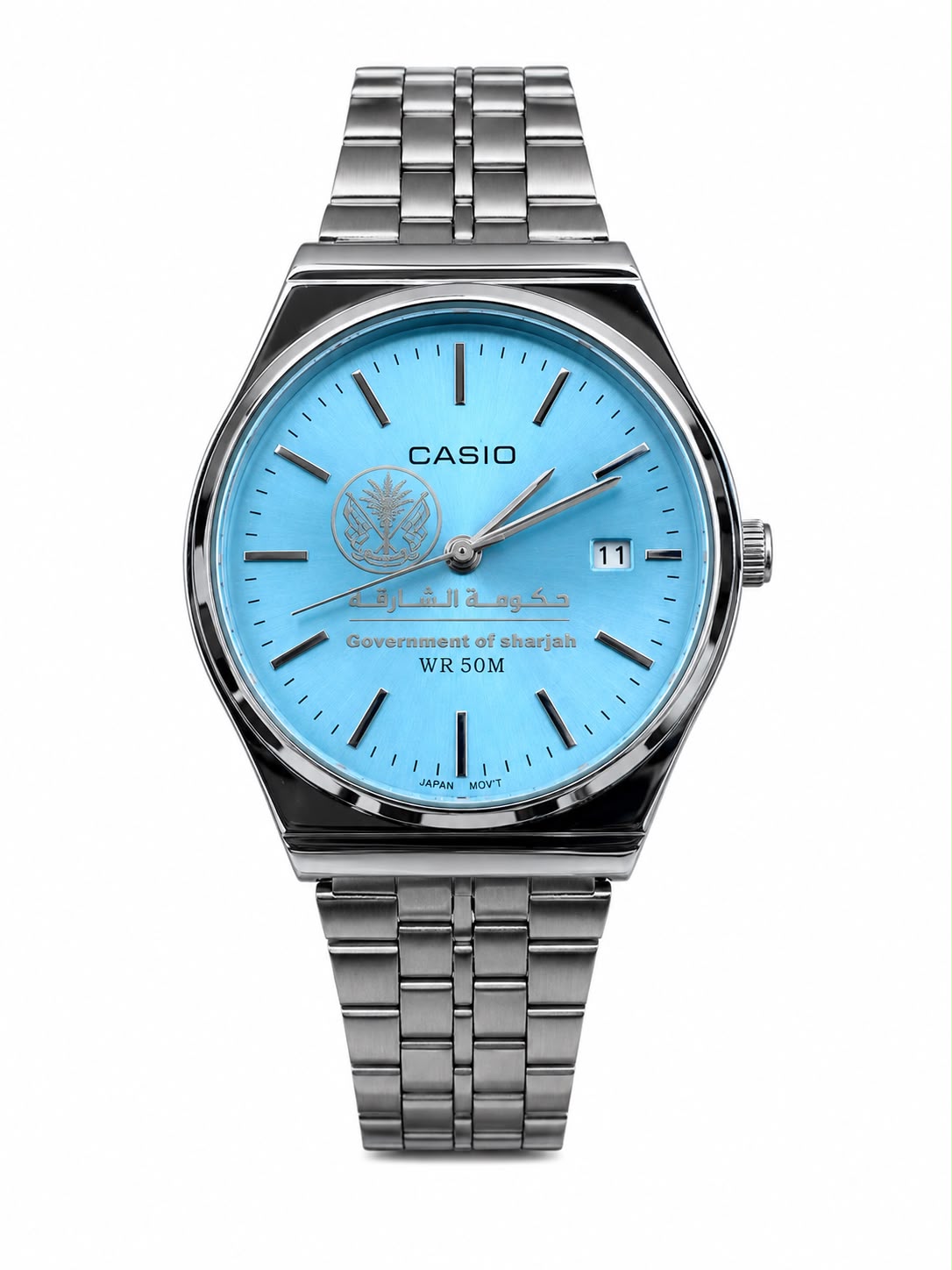كاسيو سلفر – مينا سماوي | إصدار الشارقةCasio Silver – Light Blue Dial | Sharjah Edition