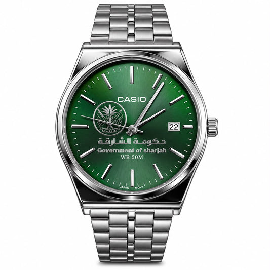 كاسيو سلفر – مينا أخضر | إصدار الشارقة
Casio Silver – Green Dial | Sharjah Edition