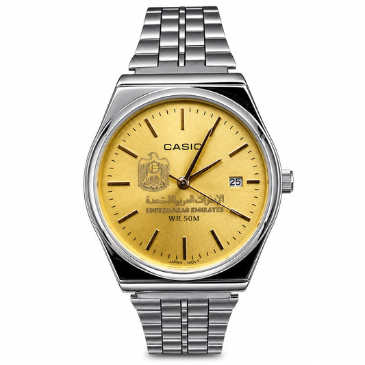 كاسيو سلفر – مينا أصفر | إصدار الإمارات Casio Silver – Yellow Dial | UAE Edition