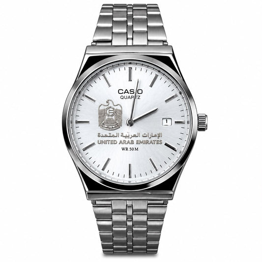 كاسيو سلفر – مينا أبيض | إصدار الإمارات Casio Silver – White Dial | UAE Edition